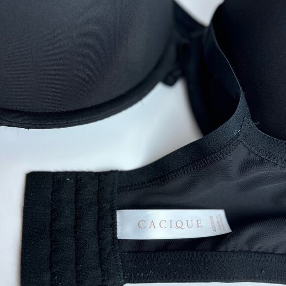 LANE BRYANT CACIQUE Boost Plunge Underwire Push Up Black Bra 42DDD - Picture 8 of 10